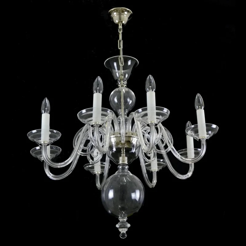 Casa Padrino Luxus Barock Kristall Kronleuchter Silber Ø 70 x H. 70 cm - Prunkvolle Messing Kronleuchter mit böhmischem Kristallglas - Barock Möbel - Edel & Prunkvoll