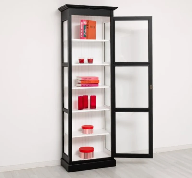 Casa Padrino Vitrine im Landhausstil mit 1 Glastür, 75 x 40 x 220 cm