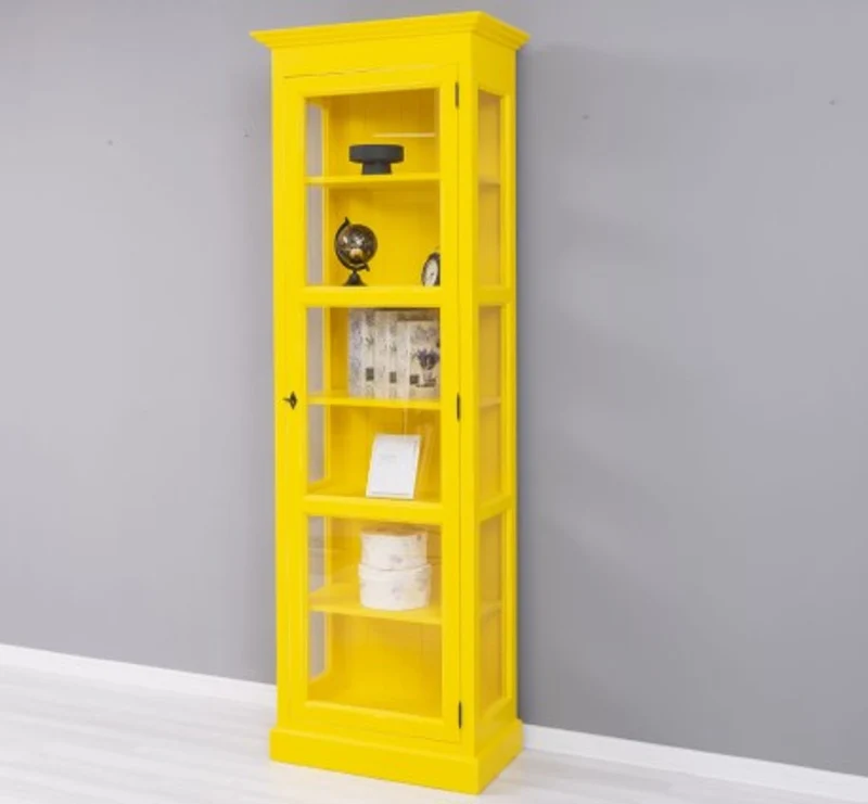 Casa Padrino Vitrine im Landhausstil mit 1 Glastür, 75 x 40 x 220 cm