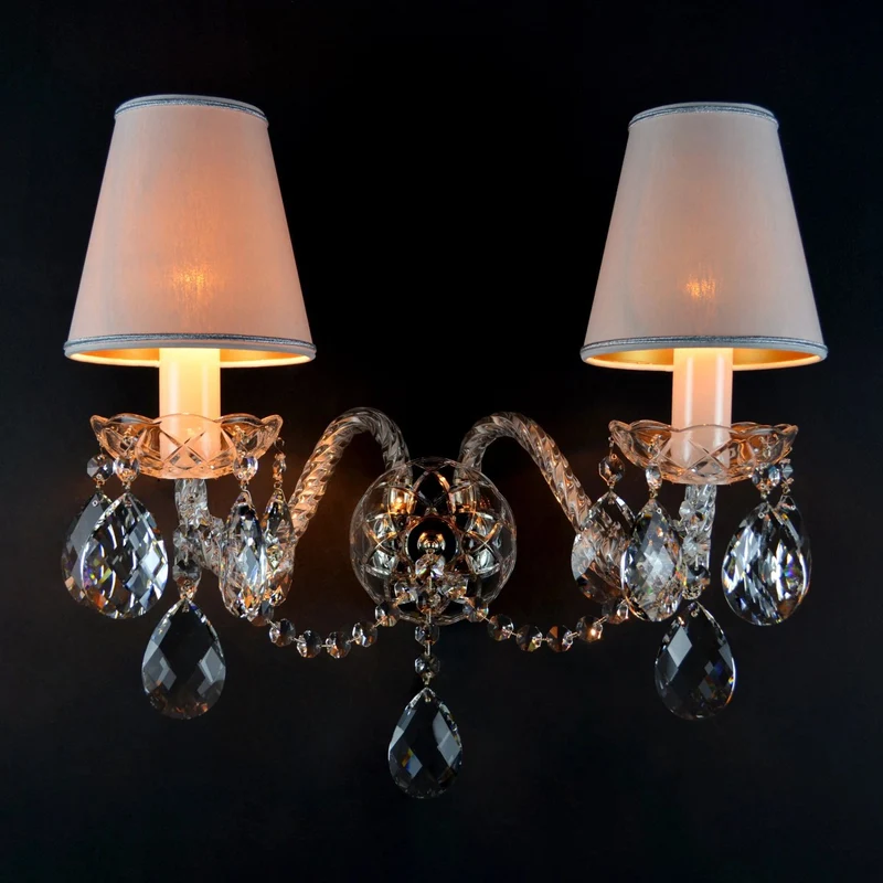Casa Padrino Luxus Barock Kristall Wandleuchte Gold 38 x 18 x H. 26 cm - Prunkvolle Messing Wandleuchte mit böhmischem Kristallglas - Barock Möbel - Edel & Prunkvoll