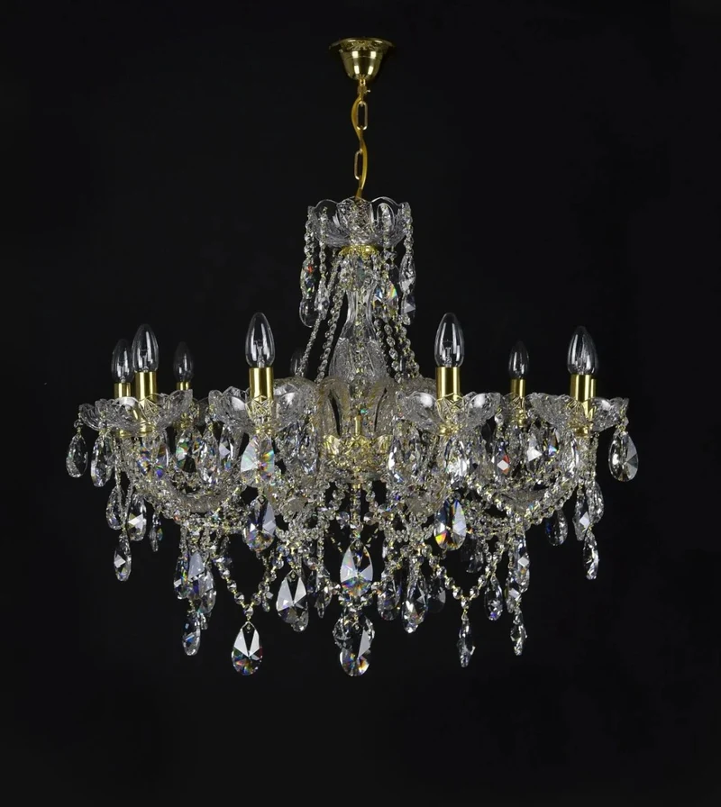 Casa Padrino Luxus Barock Kristall Kronleuchter Gold Ø 80 x H. 65 cm - Prunkvolle Messing Kronleuchter mit böhmischem Kristallglas - Barock Möbel - Edel & Prunkvoll