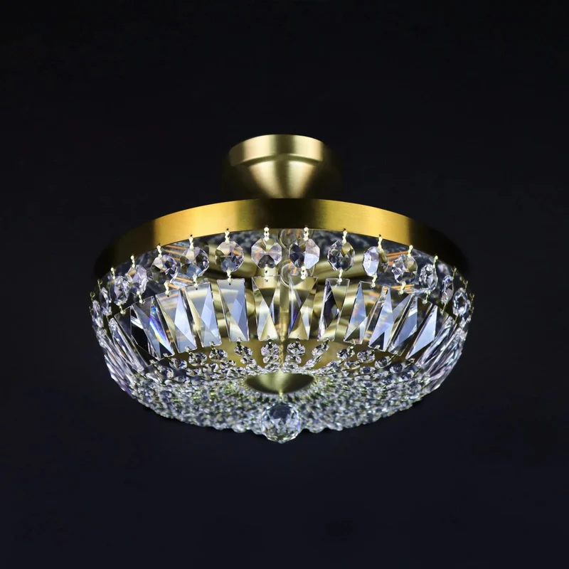 Casa Padrino Luxus Barock Kristall Deckenleuchte Gold Ø 40 x H. 17 cm - Prunkvolle Messing Deckenleuchte mit böhmischem Kristallglas - Barock Möbel - Edel & Prunkvoll