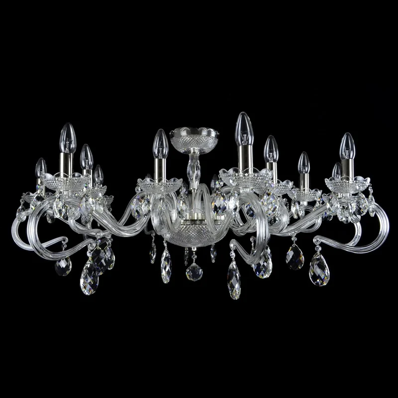 Casa Padrino Luxus Barock Kristall Deckenleuchte Silber Ø 107 x H. 42 cm - Prunkvolle Messing Deckenleuchte mit böhmischem Kristallglas - Barock Möbel - Edel & Prunkvoll