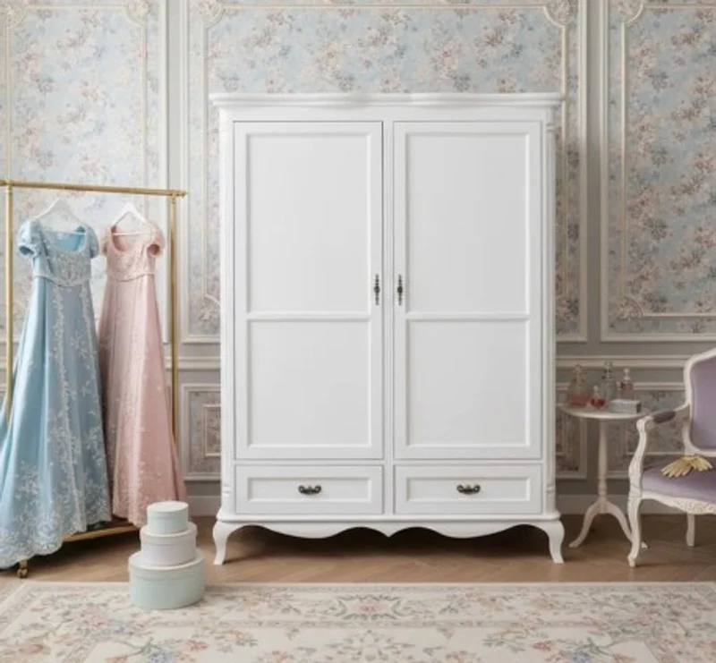 Casa Padrino Kleiderschrank im Landhausstil mit 2 Türen und 2 Schubladen, 140 x 70 x 190 cm