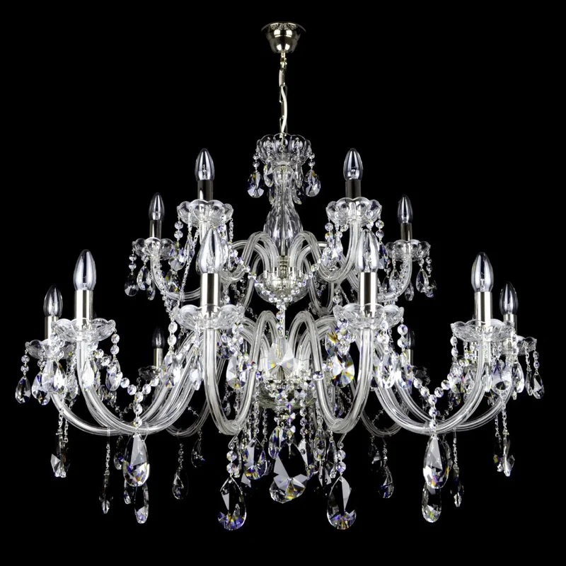 Casa Padrino Luxus Barock Kristall Kronleuchter Silber Ø 100 x H. 85 cm - Prunkvolle Messing Kronleuchter mit böhmischem Kristallglas - Barock Möbel - Edel & Prunkvoll