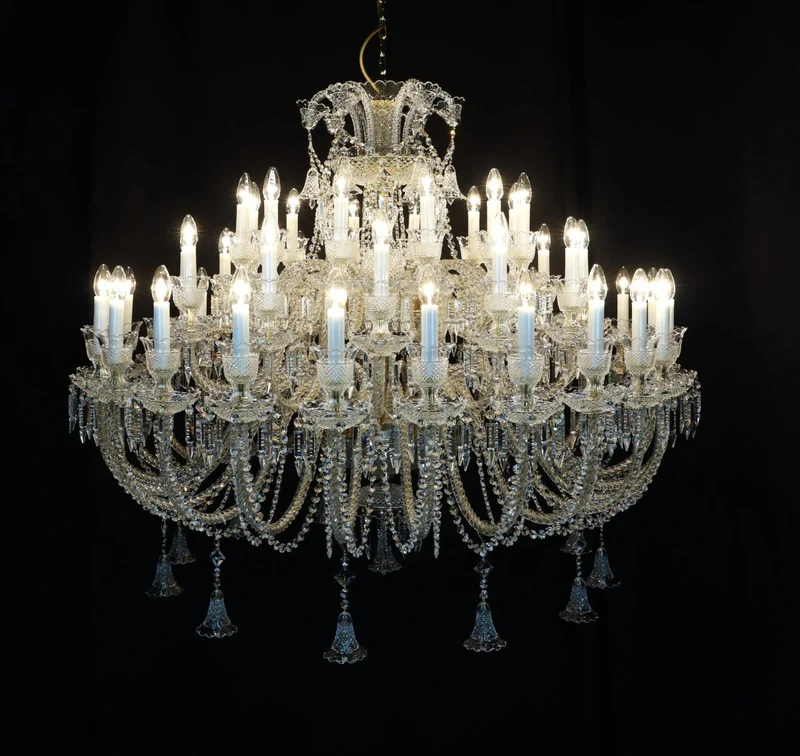 Casa Padrino Luxus Barock Kristall Kronleuchter Gold Ø 140 x H. 110 cm - Prunkvolle Messing Kronleuchter mit böhmischem Kristallglas - Barock Möbel - Edel & Prunkvoll