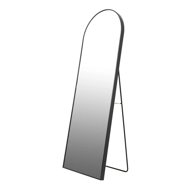 Casa Padrino Luxus Standspiegel Schwarz 55 x 10 x H. 165 cm - Ganzkörperspiegel mit Bogen