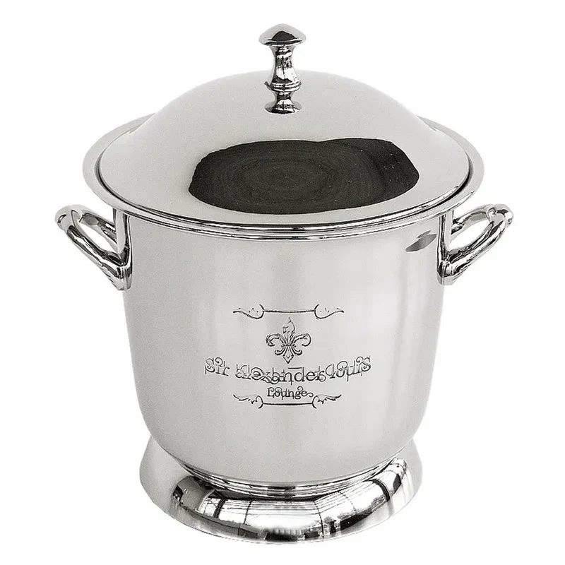 Casa Padrino Luxus Eiskübel Silber 23 x 23 x H. 23 cm - Eisbehälter mit Deckel und Gravur