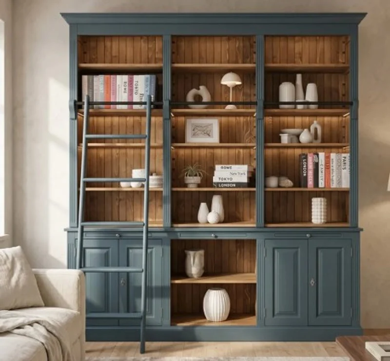 Casa Padrino Bücherregal im Landhausstil mit 4 Türen und 1 Ablage, 229 x 51 x 244 cm