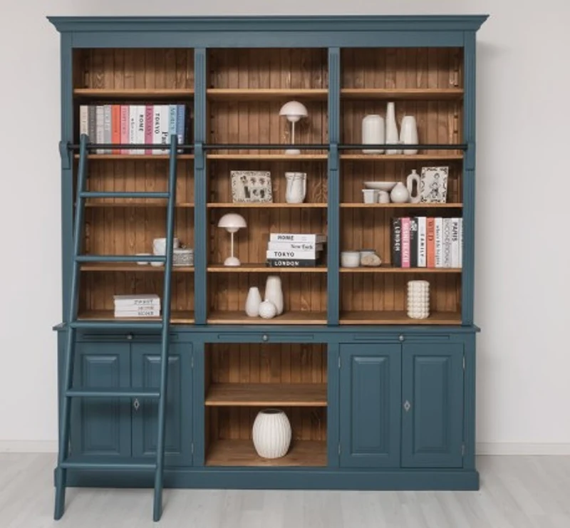 Casa Padrino Bücherregal im Landhausstil mit 4 Türen und 1 Ablage, 229 x 51 x 244 cm