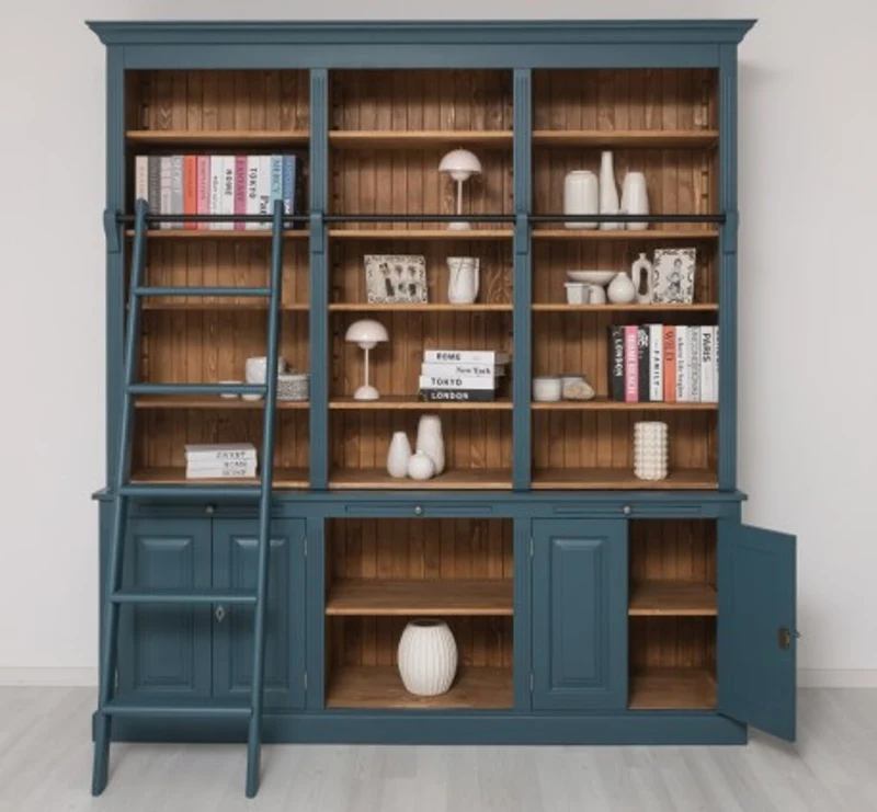 Casa Padrino Bücherregal im Landhausstil mit 4 Türen und 1 Ablage, 229 x 51 x 244 cm