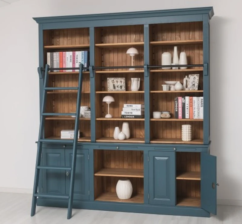 Casa Padrino Bücherregal im Landhausstil mit 4 Türen und 1 Ablage, 229 x 51 x 244 cm