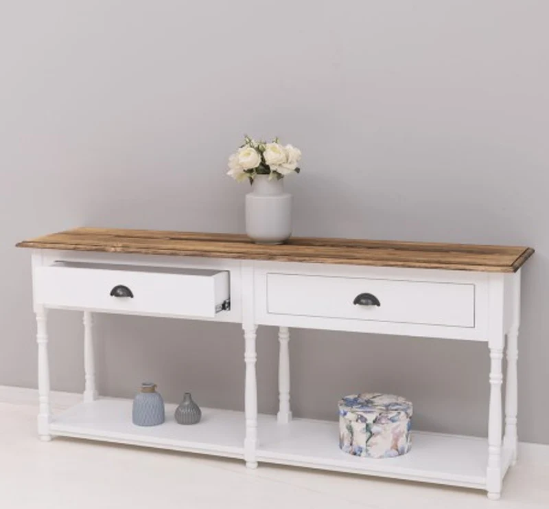 Casa Padrino Konsole im Landhausstil mit 2 Schubladen, 180 x 45 x 76 cm