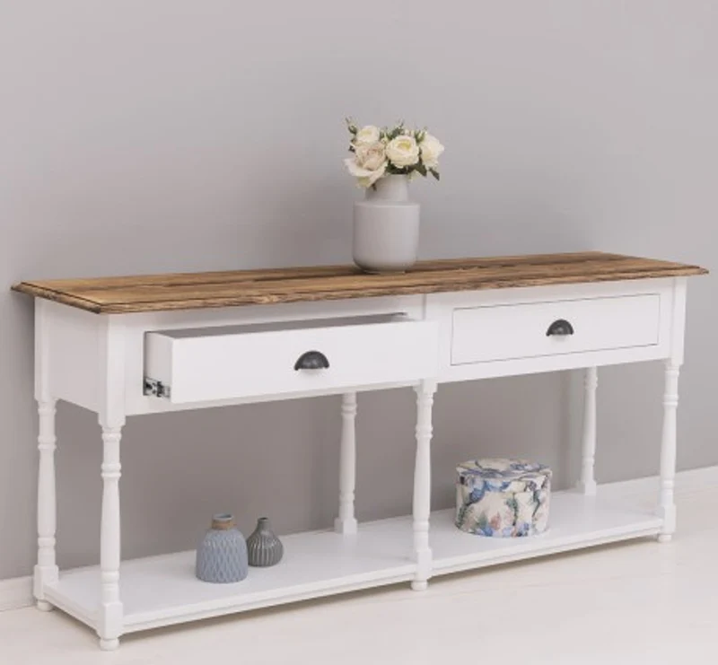 Casa Padrino Konsole im Landhausstil mit 2 Schubladen, 180 x 45 x 76 cm