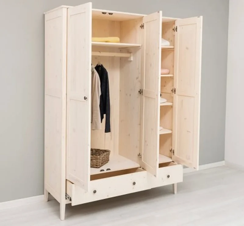 Casa Padrino Kleiderschrank im Landhausstil mit 3 Türen, 141 x 55 x 200 cm