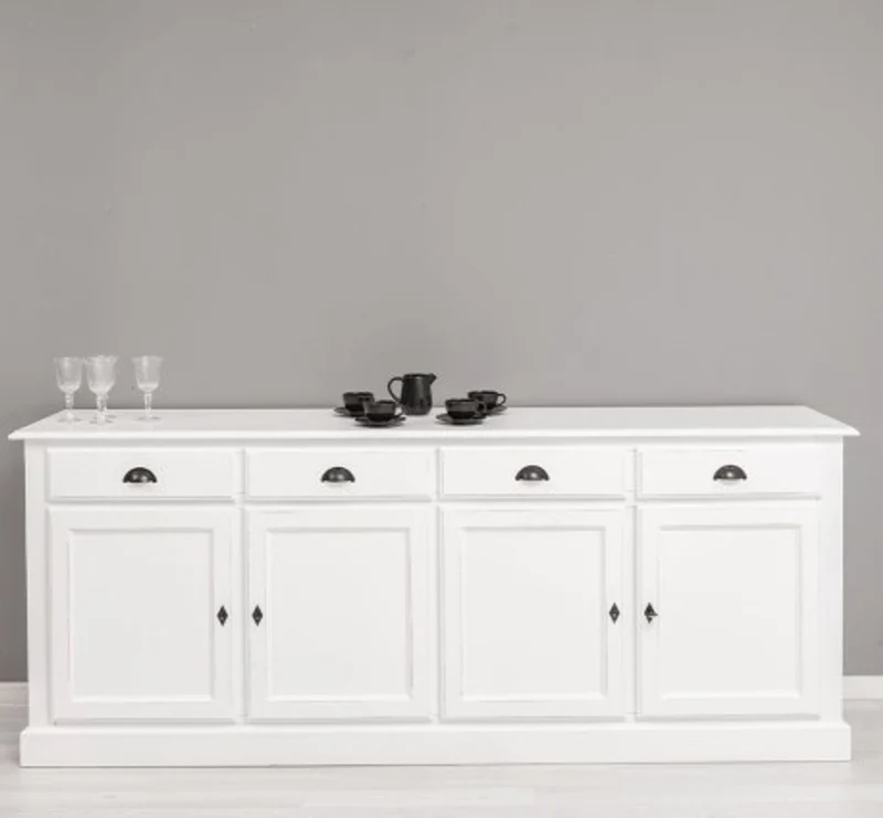 Casa Padrino Sideboard im Landhausstil mit 4 Türen und 4 Schubladen, 224 x 45 x 90 cm