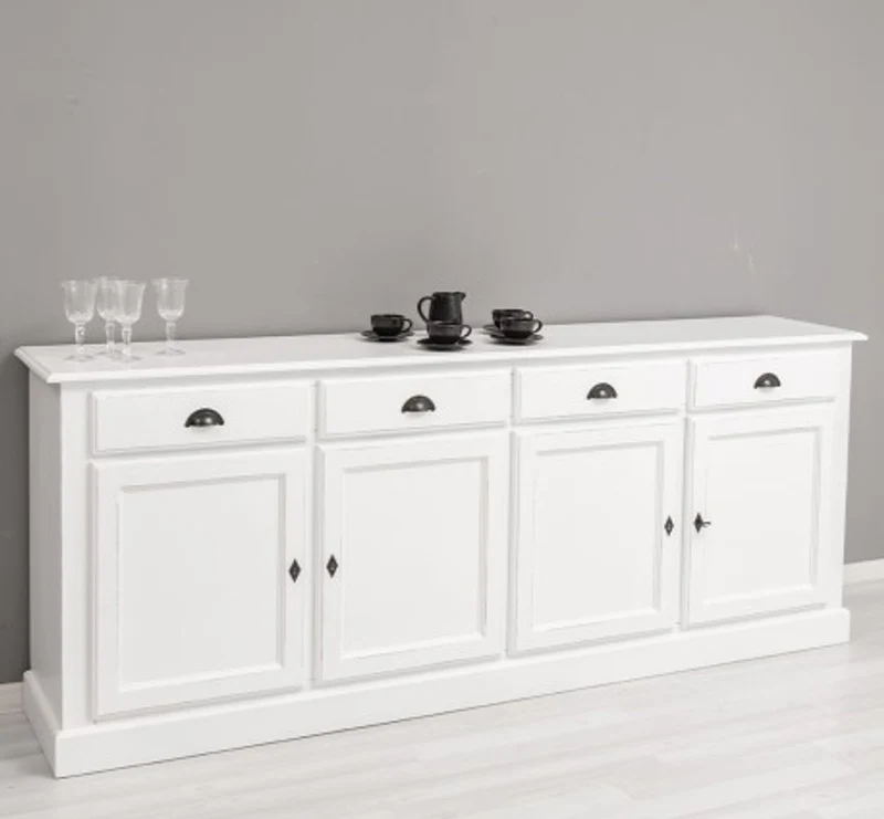 Casa Padrino Sideboard im Landhausstil mit 4 Türen und 4 Schubladen, 224 x 45 x 90 cm