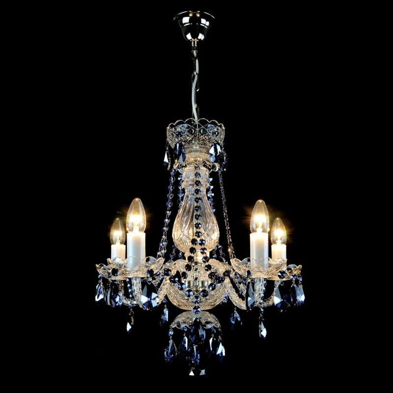 Casa Padrino Luxus Barock Kristall Kronleuchter Silber Ø 50 x H. 50 cm - Prunkvolle Messing Kronleuchter mit böhmischem Kristallglas - Barock Möbel - Edel & Prunkvoll