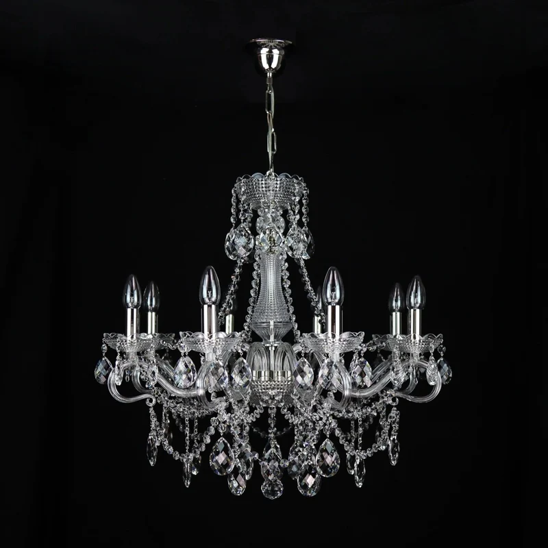 Casa Padrino Luxus Barock Kristall Kronleuchter Silber Ø 65 x H. 62 cm - Prunkvolle Messing Kronleuchter mit böhmischem Kristallglas - Barock Möbel - Edel & Prunkvoll