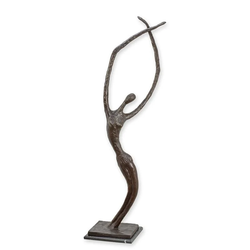 Casa Padrino Luxus Bronzefigur Moderne Tänzerin Bronze / Schwarz 48 x 59,5 x H. 175,4 cm - Große Bronze Skulptur mit Marmorsockel - Moderne Deko