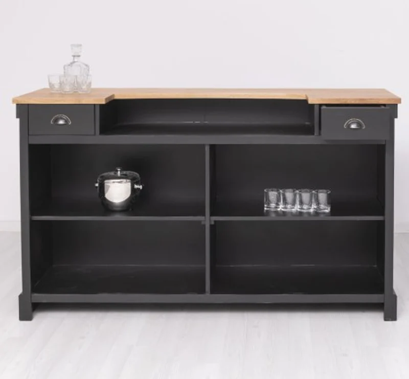 Casa Padrino Theke im Landhausstil mit Eichenholzplatte, 180 x 51 x 107 cm