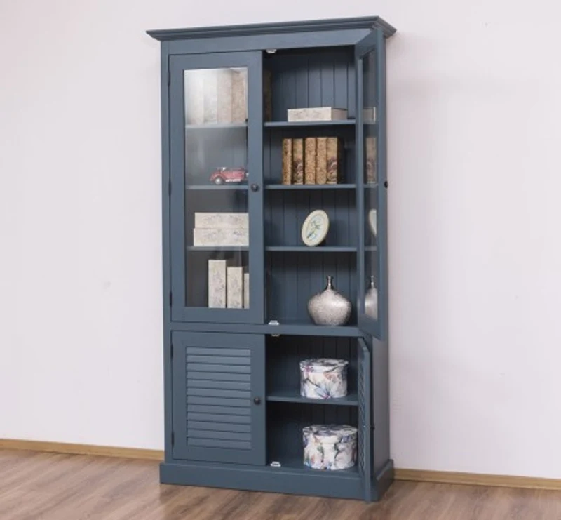 Casa Padrino Vitrine im Landhausstil mit 2 Glastüren, 110 x 39 x 210 cm
