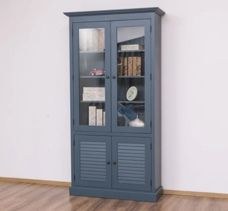 Casa Padrino Vitrine im Landhausstil mit 2 Glastüren, 110 x 39 x 210 cm