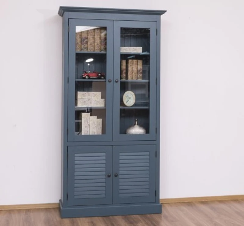 Casa Padrino Vitrine im Landhausstil mit 2 Glastüren, 110 x 39 x 210 cm