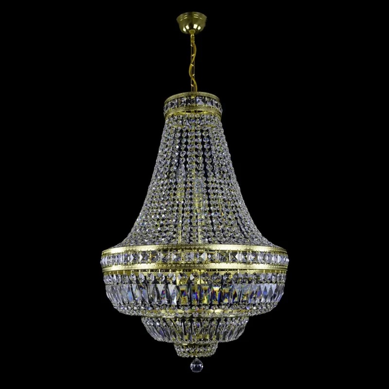 Casa Padrino Luxus Barock Kristall Kronleuchter Gold Ø 60 x H. 90 cm - Prunkvolle Messing Kronleuchter mit böhmischem Kristallglas - Barock Möbel - Edel & Prunkvoll