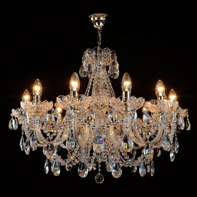 Casa Padrino Luxus Barock Kristall Kronleuchter Silber Ø 90 x H. 105 cm - Prunkvolle Messing Kronleuchter mit böhmischem Kristallglas - Barock Möbel - Edel & Prunkvoll