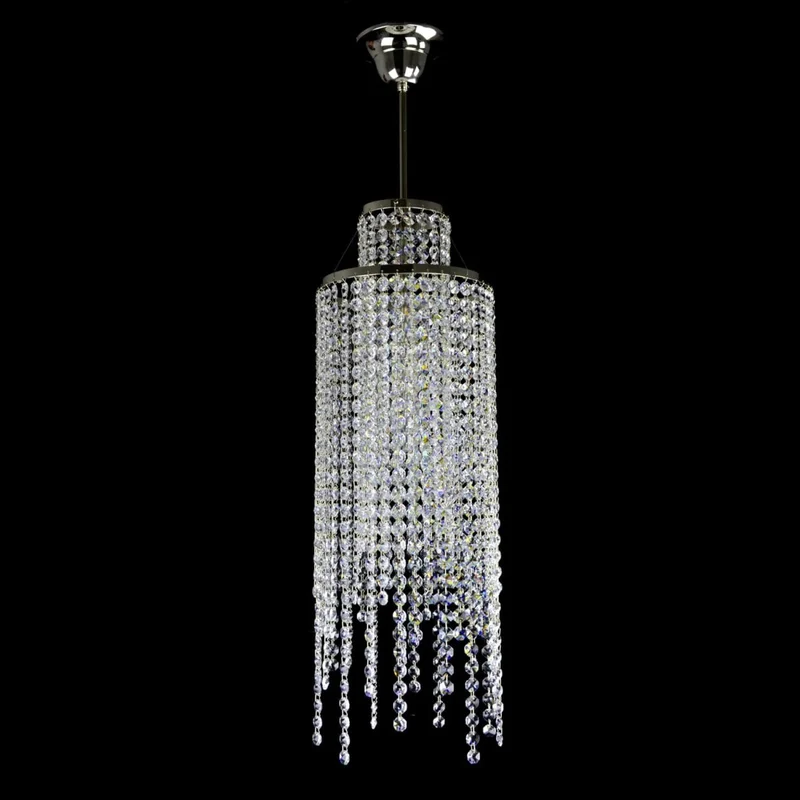 Casa Padrino Luxus Kristall Hängeleuchte Silber Ø 20 x H. 62 cm - Prunkvolle Messing Hängeleuchte mit böhmischem Kristallglas - Barock Möbel - Edel & Prunkvoll