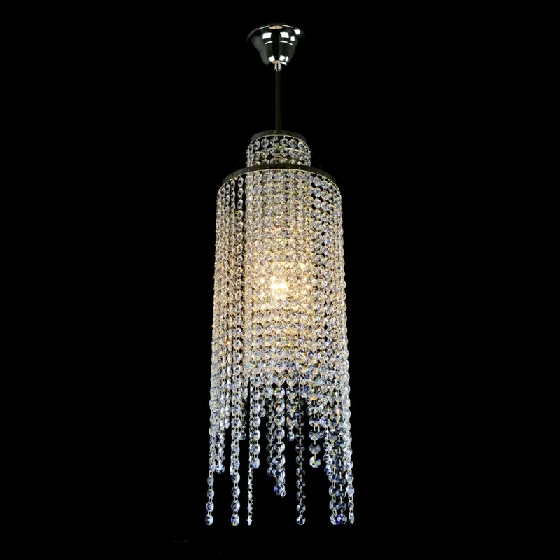 Casa Padrino Luxus Kristall Hängeleuchte Silber Ø 20 x H. 62 cm - Prunkvolle Messing Hängeleuchte mit böhmischem Kristallglas - Barock Möbel - Edel & Prunkvoll