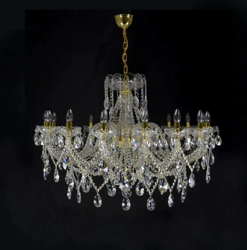 Casa Padrino Luxus Barock Kristall Kronleuchter Gold Ø 114 x H. 75 cm - Prunkvolle Messing Kronleuchter mit böhmischem Kristallglas - Barock Möbel - Edel & Prunkvoll