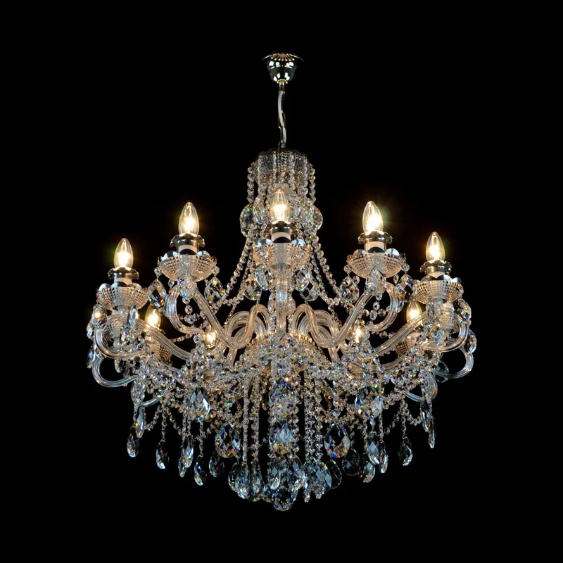 Casa Padrino Luxus Barock Kristall Kronleuchter Silber Ø 74 x H. 65 cm - Prunkvolle Messing Kronleuchter mit böhmischem Kristallglas - Barock Möbel - Edel & Prunkvoll