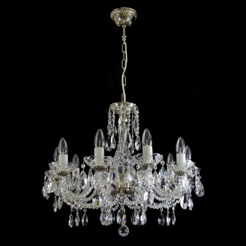 Casa Padrino Luxus Barock Kristall Kronleuchter Silber Ø 62 x H. 53 cm - Prunkvolle Messing Kronleuchter mit böhmischem Kristallglas - Barock Möbel - Edel & Prunkvoll