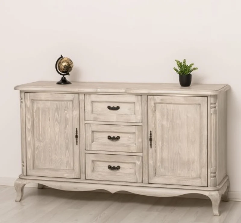 Casa Padrino Kommode im Landhausstil Silberfrost mit 2 Türen und 3 Schubladen, 158 x 48 x 89 cm
