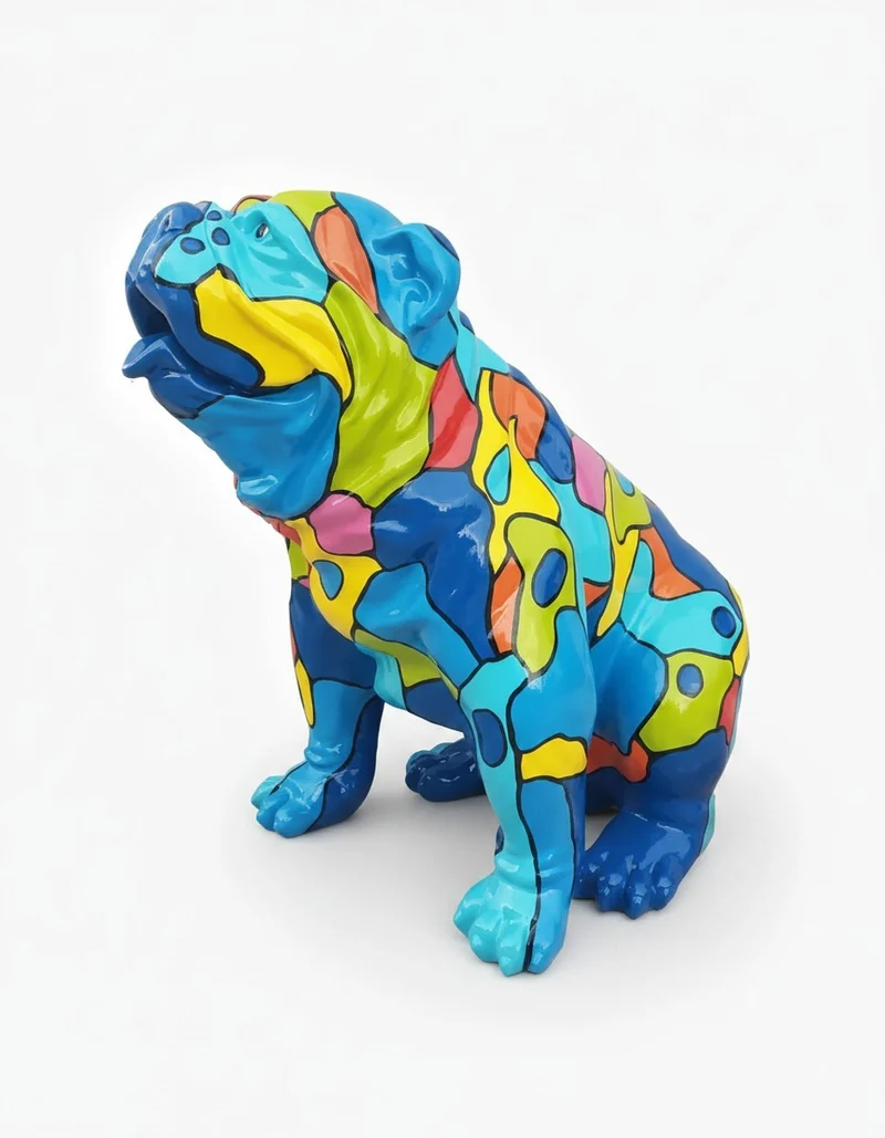 Casa Padrino Luxus Deko Skulptur Hund Sitzend Mosaik Bulldogge H. 67 cm - Deko Skulptur - Deko Figur - Tierfigur - Gartendeko