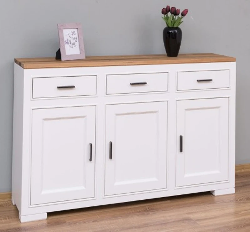 Casa Padrino Sideboard im Landhausstil mit 3 Türen, 3 Schubladen und Eichenholzplatte, 140 x 35 x 90 cm
