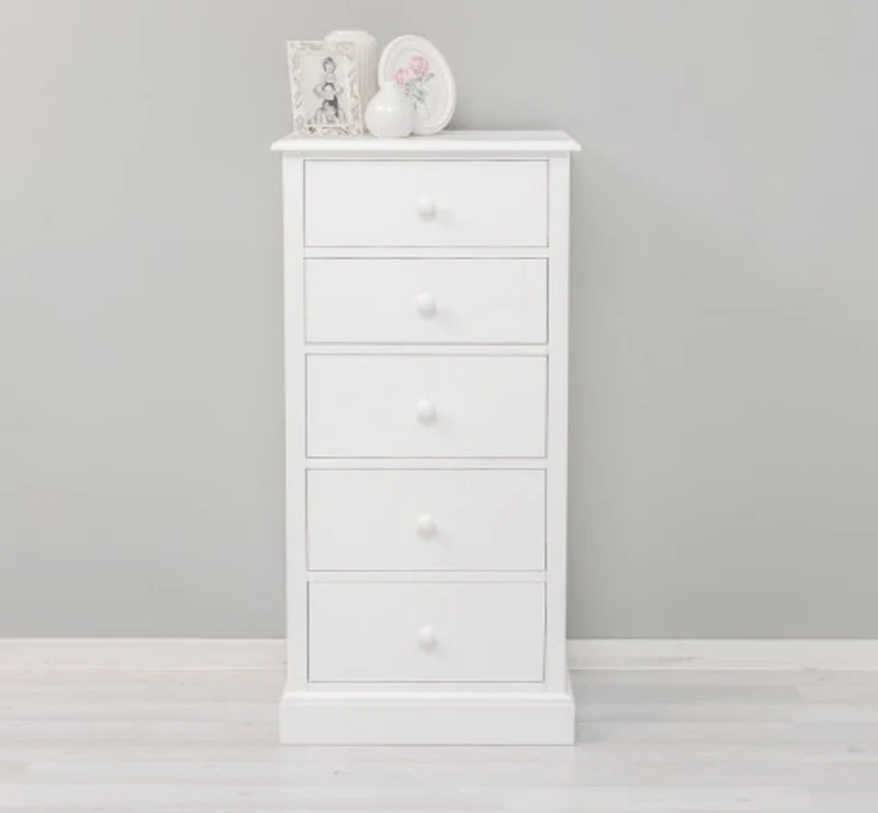 Casa Padrino Kommode im Landhausstil Weiß mit 5 Schubladen, 61 x 38 x 123 cm