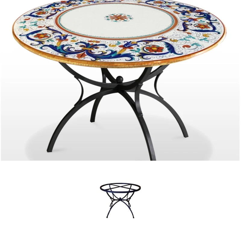 Casa Padrino Luxus Jugendstil Gartentisch Ornamentkranz Ø 120 cm - Runder Esstisch aus handbemaltem Lavastein - Gastronomie Möbel - Made in Italy