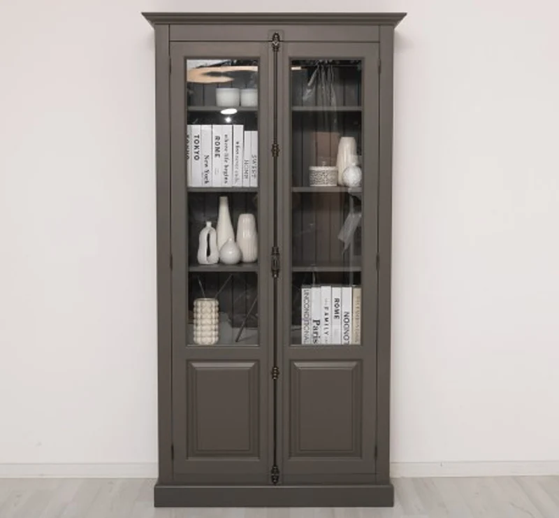 Casa Padrino Vitrine im Landhausstil mit 2 Türen, 110 x 40 x 210 cm