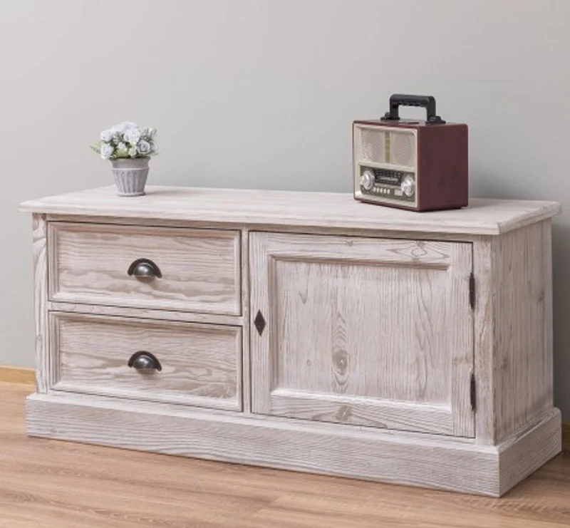 Casa Padrino TV Schrank im Landhausstil mit 1 Tür und 2 Schubladen, 120 x 40 x 57 cm
