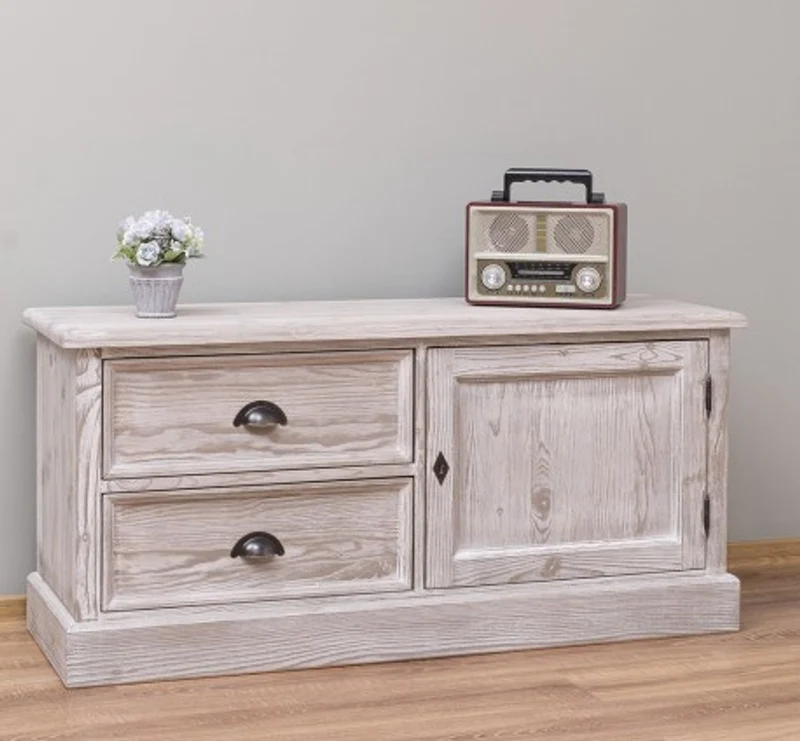 Casa Padrino TV Schrank im Landhausstil mit 1 Tür und 2 Schubladen, 120 x 40 x 57 cm
