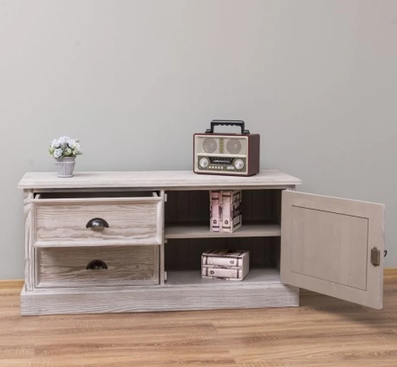 Casa Padrino TV Schrank im Landhausstil mit 1 Tür und 2 Schubladen, 120 x 40 x 57 cm