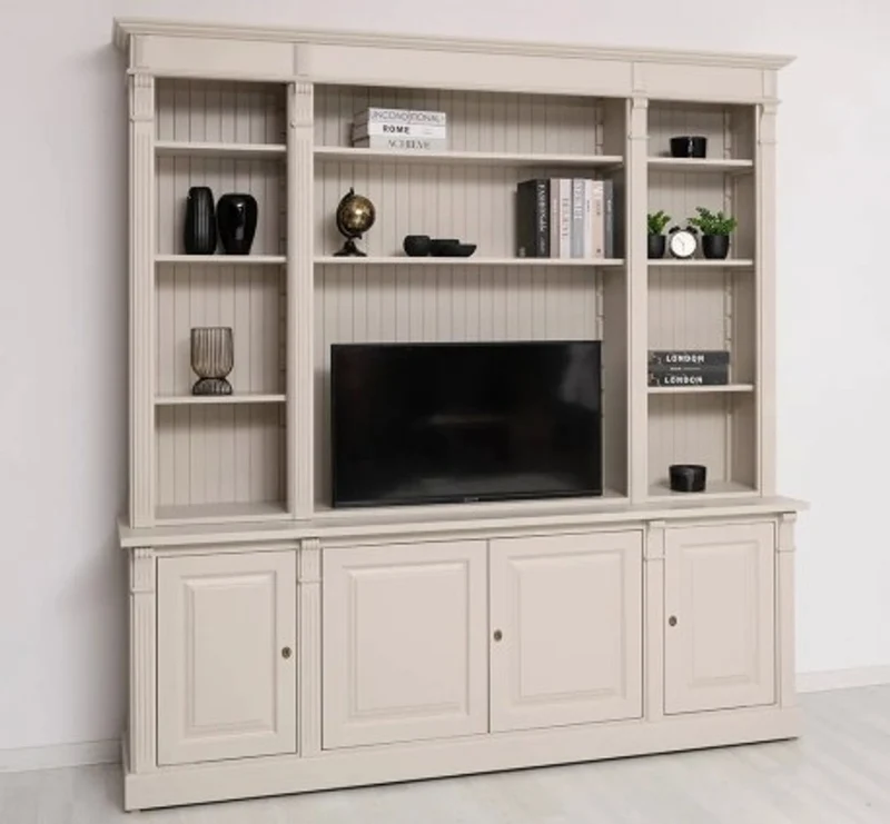 Casa Padrino TV Schrank im Landhausstil Creme Waterloo, 223 x 51 x 228 cm