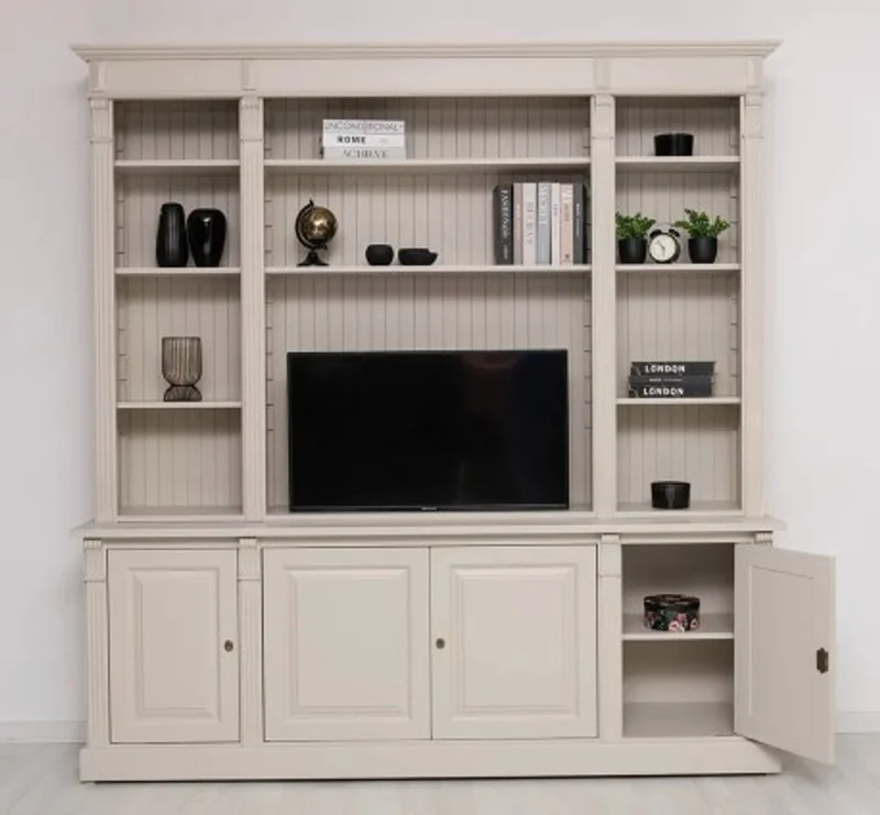 Casa Padrino TV Schrank im Landhausstil Creme Waterloo, 223 x 51 x 228 cm