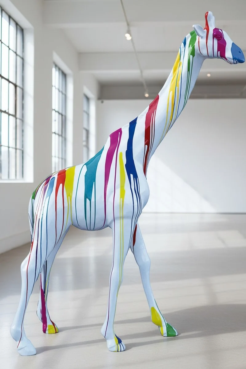Casa Padrino Luxus Deko Skulptur Giraffe Trash H. 320 cm - Riesige Gartenskulptur - Lebensgroße Skulptur - XXL Deko Skulptur - XXL Deko Figur