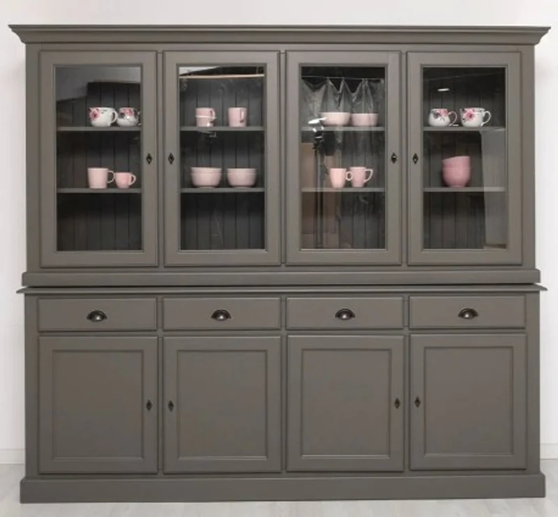Casa Padrino Vitrine im Landhausstil mit 4 Türen und 4 Schubladen, 230 x 45 x 200 cm