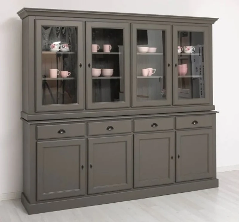 Casa Padrino Vitrine im Landhausstil mit 4 Türen und 4 Schubladen, 230 x 45 x 200 cm