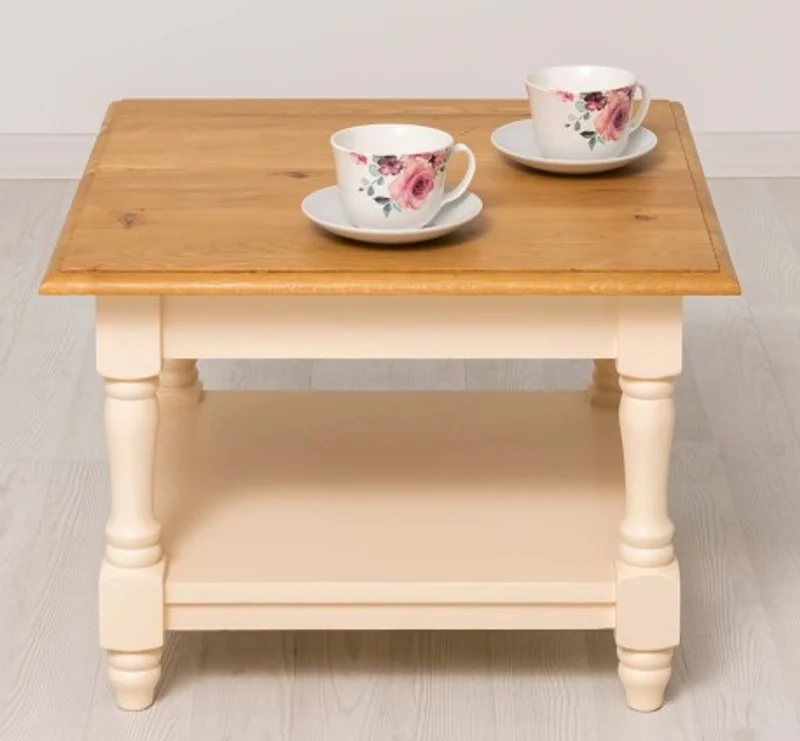 Casa Padrino Couchtisch im Landhausstil mit Eichenholzplatte, 65 x 65 x 45 cm